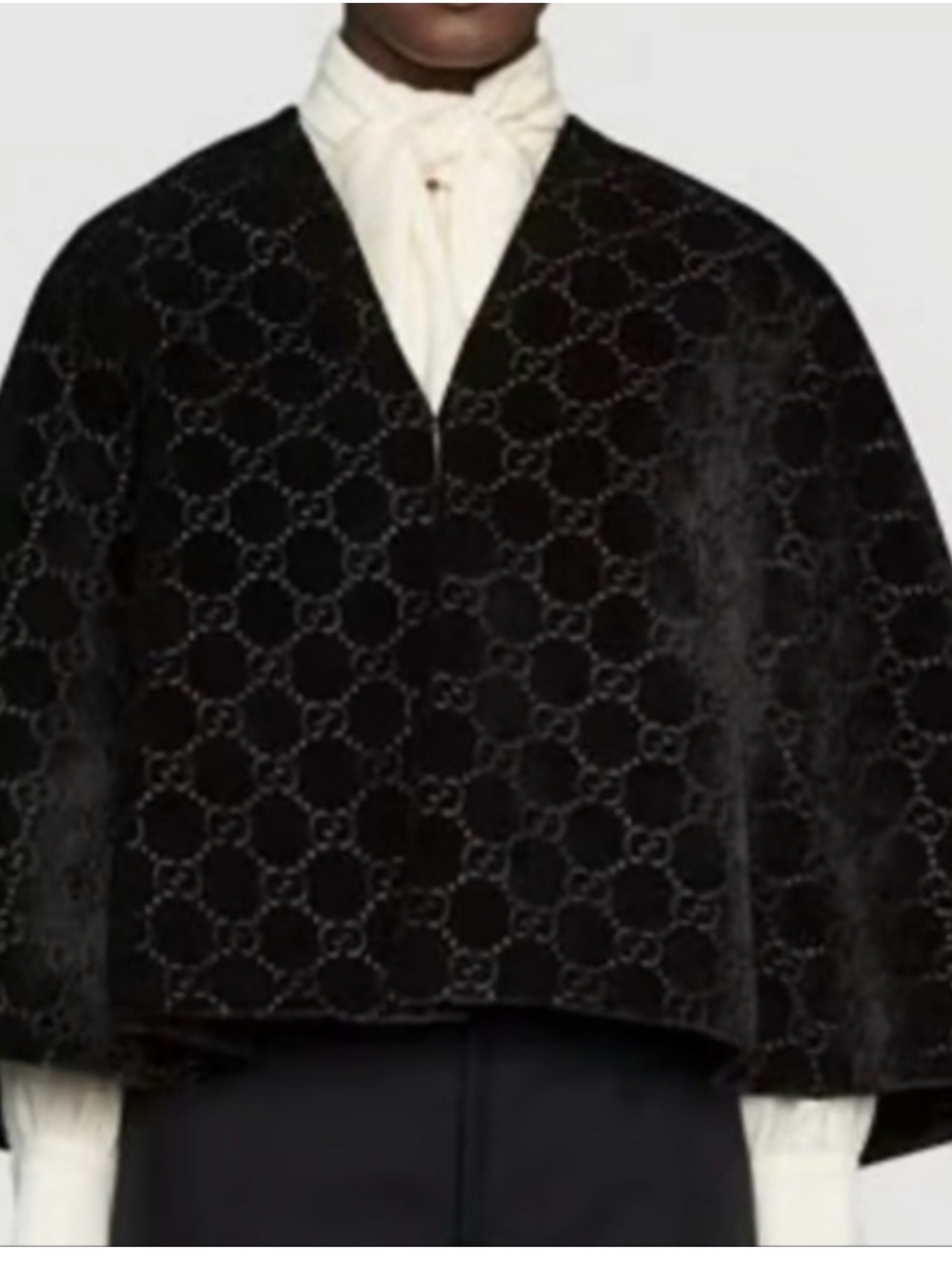 Gucci Black Velvet Open Cape Shrug